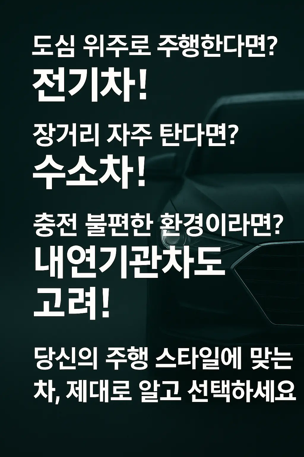 전기차 수소차 내연기관차 비교