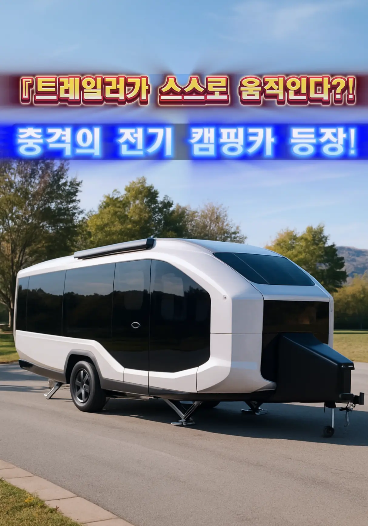 『Pebble Flow EV Trailer 리뷰: 유선형 디자인의 화이트 실버 투톤 컬러 캠핑 트레일러』