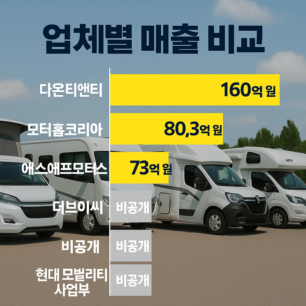 캠핑카 제조사 비교 "주요 캠핑카 제조사별 매출 비교 그래프"