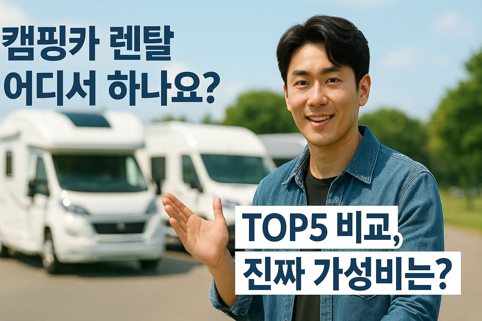 국내 캠핑카 대여 가이드 "캠핑카 플랫폼 비교 배너 남성 진행자"